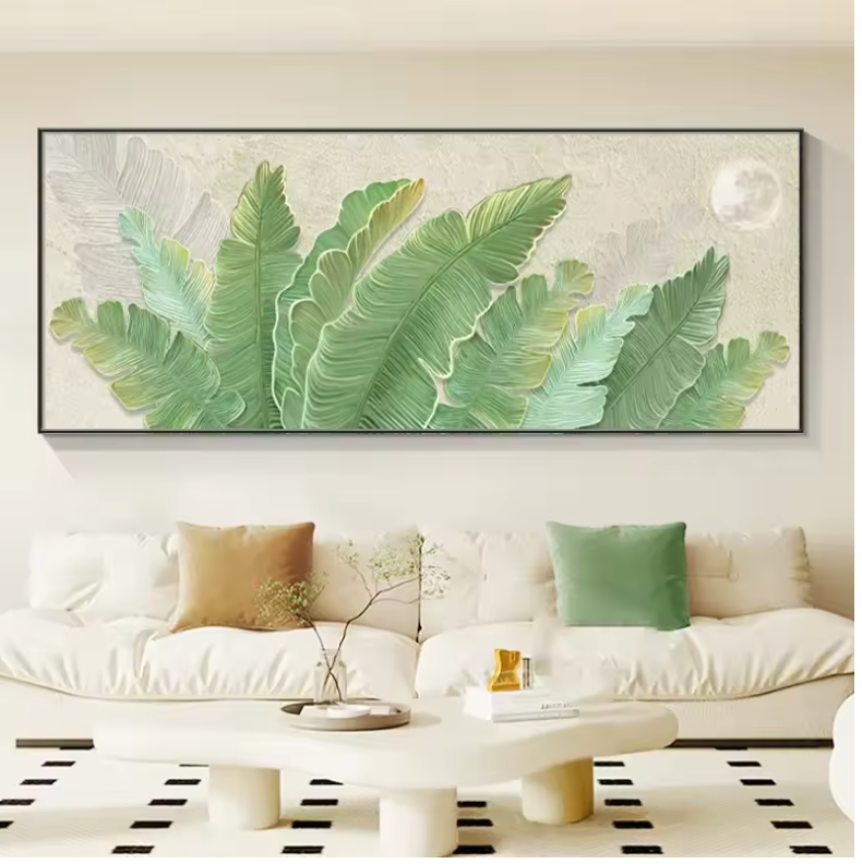 Green Leaf Modern Oil Painting